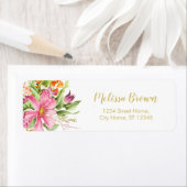 ヴィンテージフラワーズピンクパステル差出人住所ラベル ラベル (インサイチュ)