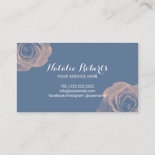 ヴィンテージフラワーズピンクブルー美しいサロンロイヤリティ ロイヤリティカード (裏面)