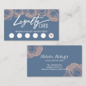 ヴィンテージフラワーズピンクブルー美しいサロンロイヤリティ ロイヤリティカード (正面/裏面)