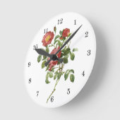 ヴィンテージフラワーズフローラレッドローズオブラブバイレドゥテ ラウンド壁時計 (傾斜)
