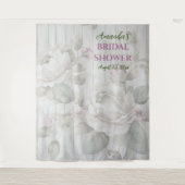 ヴィンテージフラワーズブライダルシャワーフォトブース背景 タペストリー (正面)