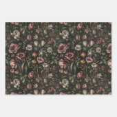 ヴィンテージフラワーダークフローラ絵を描ファインアート ラッピングペーパーシート (正面3)