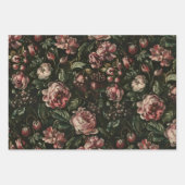 ヴィンテージフラワーダークフローラ絵を描ファインアート ラッピングペーパーシート (正面2)