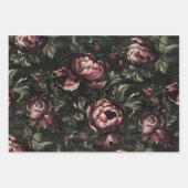 ヴィンテージフラワーダークフローラ絵を描ファインアート ラッピングペーパーシート (正面)