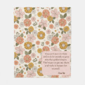 ヴィンテージフラワーデザインとメ感動的ッセージ フリースブランケット (正面)