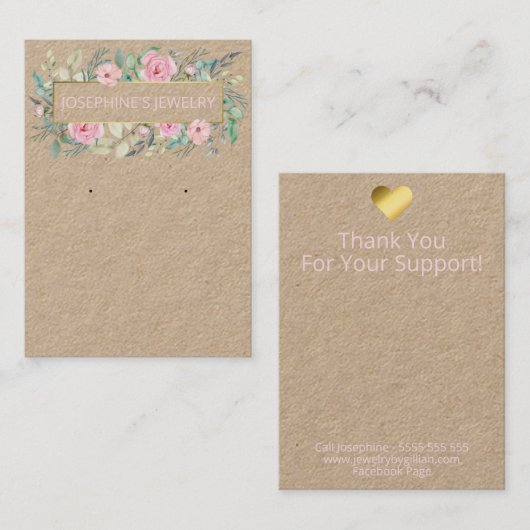 ヴィンテージフラワーネックレス&イヤリングディスプレイ 名刺 (正面/裏面)