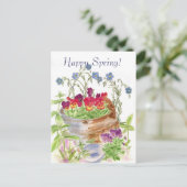 ヴィンテージフラワーバケットブーケハッピー春 ポストカード (スタンド正面)