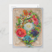 ヴィンテージフラワーバレンタインデー シーズンポストカード (正面/裏面)