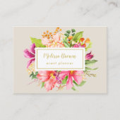 ヴィンテージフラワーピンクエレガントベージュ 名刺 (正面)