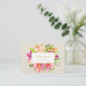 ヴィンテージフラワーピンクエレガントベージュ 名刺 (スタンド正面)