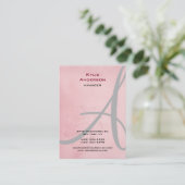 ヴィンテージフラワーピンク灰色の書道モノグラム 名刺 (スタンド正面)