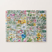 ヴィンテージフラワーピンク自然ユニークおもしろいアート ジグソーパズル (横)