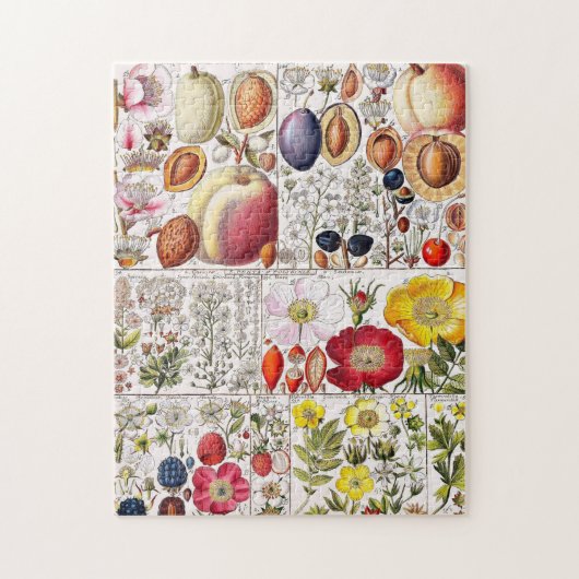 ヴィンテージフラワーピンク自然ユニークおもしろいアート ジグソーパズル (縦)