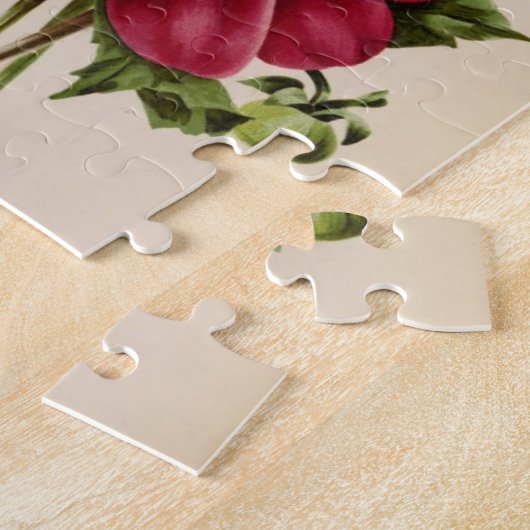 ヴィンテージフラワーピンク自然ユニークおもしろいアート ジグソーパズル (側面)