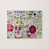 ヴィンテージフラワーピンク自然ユニークおもしろいアート ジグソーパズル (横)