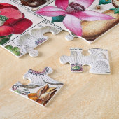 ヴィンテージフラワーピンク自然ユニークおもしろいアート ジグソーパズル (側面)