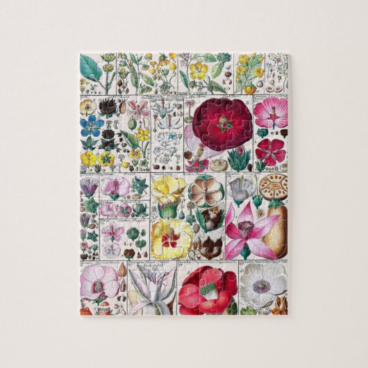 ヴィンテージフラワーピンク自然ユニークおもしろいアート ジグソーパズル (縦)