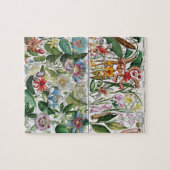 ヴィンテージフラワーピンク自然ユニークおもしろいアート ジグソーパズル (横)