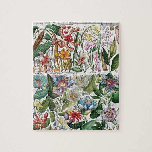 ヴィンテージフラワーピンク自然ユニークおもしろいアート ジグソーパズル (縦)