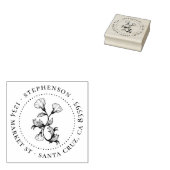 ヴィンテージフラワーファミリーネームラウンド差出人住所 ラバースタンプ (押印)
