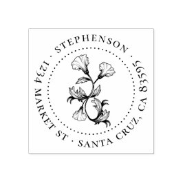 ヴィンテージフラワーファミリーネームラウンド差出人住所 ラバースタンプ