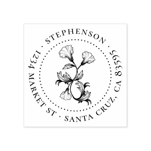 ヴィンテージフラワーファミリーネームラウンド差出人住所 ラバースタンプ (インプリント)