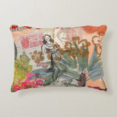 ヴィンテージフラワーフラカラフルハワイアントロピカル アクセントクッション (正面)