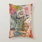 ヴィンテージフラワーフラカラフルハワイアントロピカル アクセントクッション (正面(垂直))