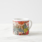 ヴィンテージフラワーフラカラフルハワイアントロピカル エスプレッソカップ (正面右)