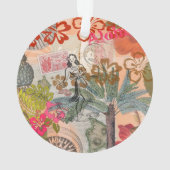 ヴィンテージフラワーフラカラフルハワイアントロピカル オーナメント (裏面)