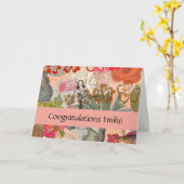 ヴィンテージフラワーフラカラフルハワイアントロピカル カード (黄色い花)