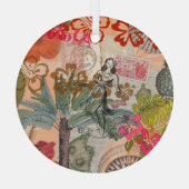 ヴィンテージフラワーフラカラフルハワイアントロピカル ガラスオーナメント (裏面)