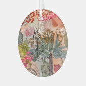 ヴィンテージフラワーフラカラフルハワイアントロピカル ガラスオーナメント (正面左)