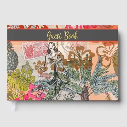 ヴィンテージフラワーフラカラフルハワイアントロピカル ゲストブック (正面)