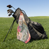 ヴィンテージフラワーフラカラフルハワイアントロピカル ゴルフタオル (グリーン)