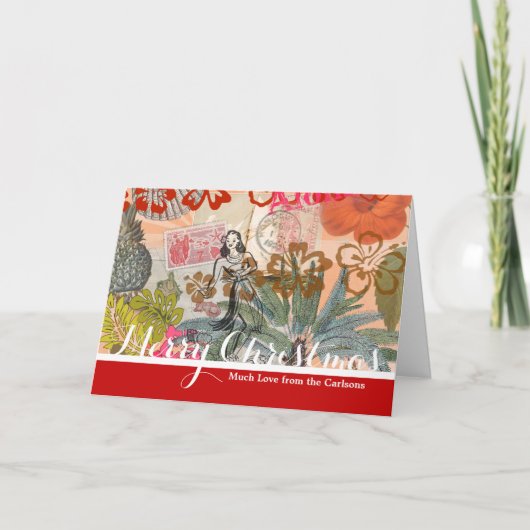 ヴィンテージフラワーフラカラフルハワイアントロピカル シーズンカード (正面)