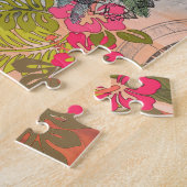 ヴィンテージフラワーフラカラフルハワイアントロピカル ジグソーパズル (側面)