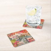 ヴィンテージフラワーフラカラフルハワイアントロピカル スクエアペーパーコースター (インサイチュ)