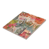 ヴィンテージフラワーフラカラフルハワイアントロピカル タイル (側面)