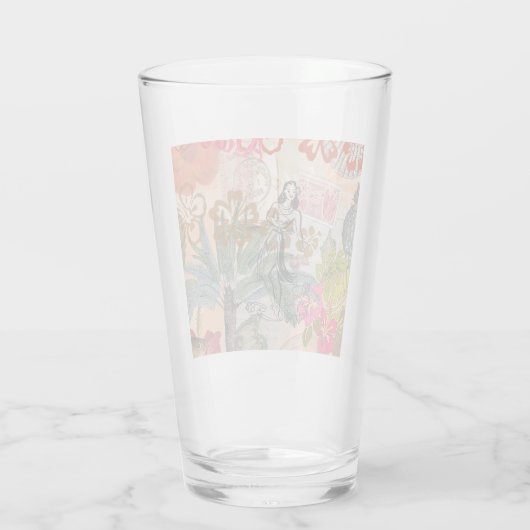 ヴィンテージフラワーフラカラフルハワイアントロピカル タンブラーグラス (裏面)