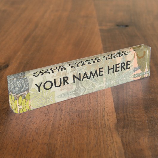 ヴィンテージフラワーフラカラフルハワイアントロピカル デスクネームプレート (側面)