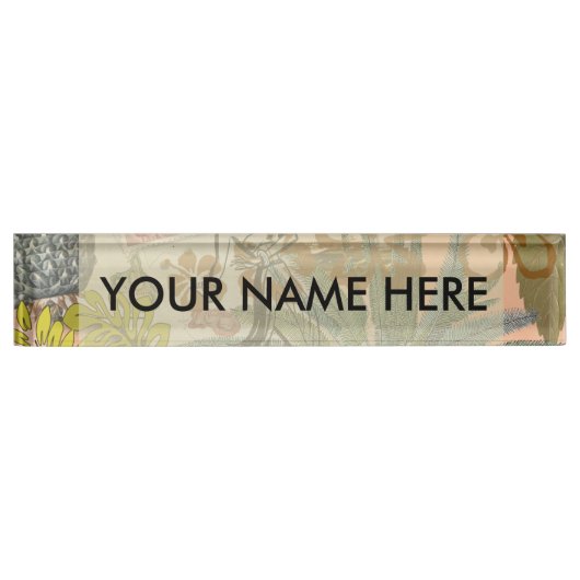 ヴィンテージフラワーフラカラフルハワイアントロピカル デスクネームプレート (正面)