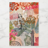 ヴィンテージフラワーフラカラフルハワイアントロピカル フードラベル (シングルラベル)