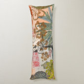 ヴィンテージフラワーフラカラフルハワイアントロピカル ボディピロー (裏面 (縦))