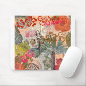 ヴィンテージフラワーフラカラフルハワイアントロピカル マウスパッド (マウス)