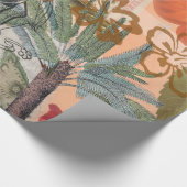ヴィンテージフラワーフラカラフルハワイアントロピカル ラッピングペーパー (角)