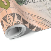 ヴィンテージフラワーフラカラフルハワイアントロピカル ラッピングペーパー (ロールコーナー)