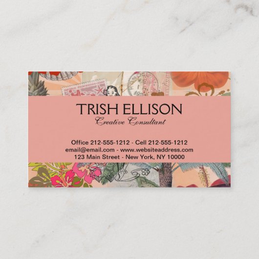 ヴィンテージフラワーフラカラフルハワイアントロピカル 名刺 (裏面)