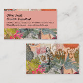 ヴィンテージフラワーフラカラフルハワイアントロピカル 名刺 (正面/裏面)