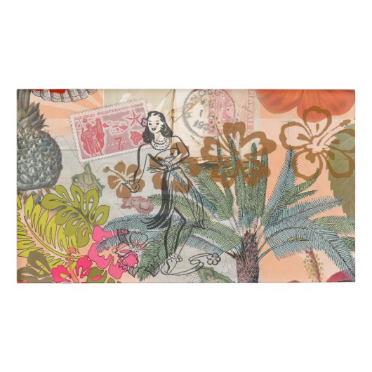 ヴィンテージフラワーフラカラフルハワイアントロピカル 名札 (正面)